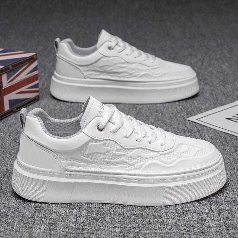 Men's Shoes Summer New Casual Leather White Shoes Men's Lightweight Platform Sports Board Shoes Outdoor Trendy Shoes