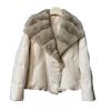New Rex Rabbit fur collar short down jacket women's white goose down filled horn buckle design light luxury coat