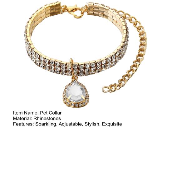 Yousheng Pet Collar Sparkling Rhinestone Pet Necklace Adjustable Stylish Pendant Jewelry Cats Dogs Necklace Pet Supply