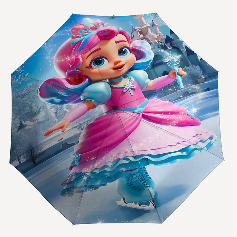 1PC ice skating princess Automatic Open/Close Umbrella with Windproof, 8-Rib Sturdy Canopy, Durable Ribs, Fashionable Design, Outdoor Accessory, Fun P