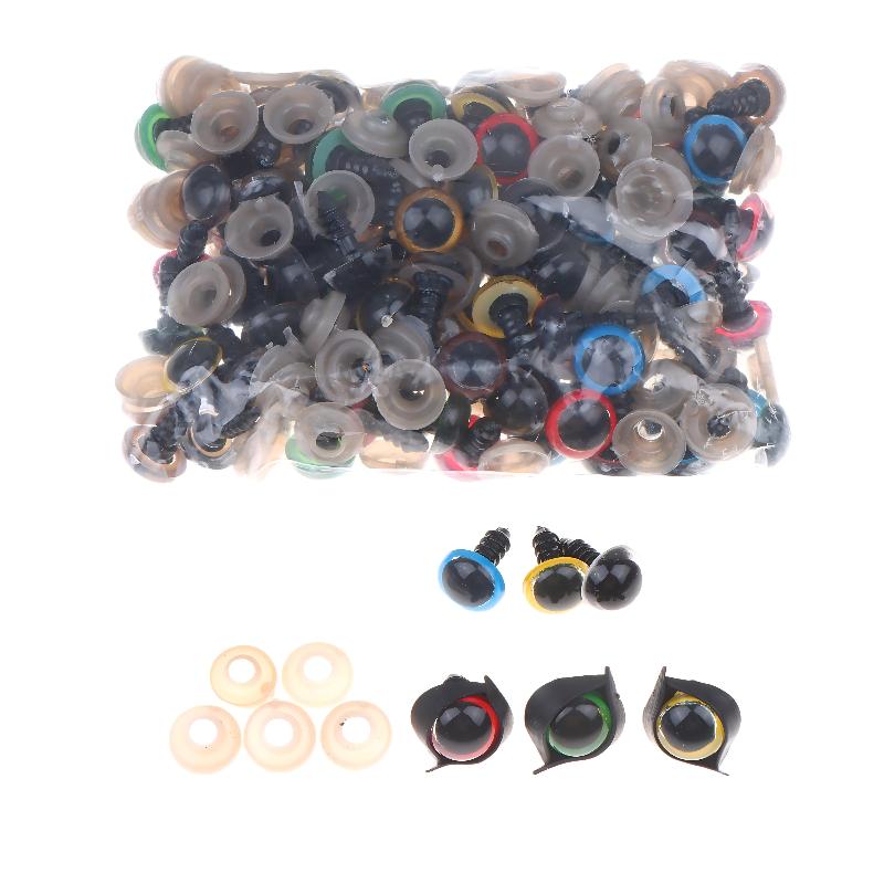 100Pcs 12mm Plastic Eyes for Bear Animal Dolls Safety Type with 50Pairs Suitable for Professional DIY Craft Making