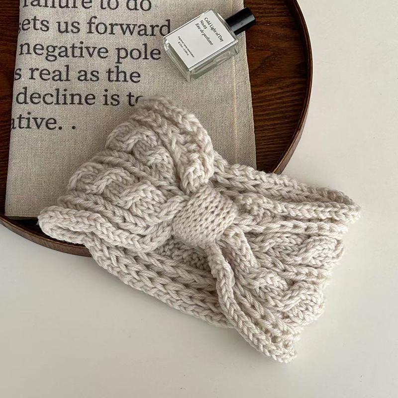 Korean INS Bow Shaped Twists Knitting Hair Band Winter Keep Warm Windproof Hair Hoop Headwrap Fashion Sweet Girls Streetwear