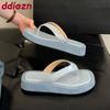 Fashion New Fashion Thick Soled Women Slides Slippers Spring Summer Beach Female Flip flops Sandals Square Toe Ladies Slippers Shoes