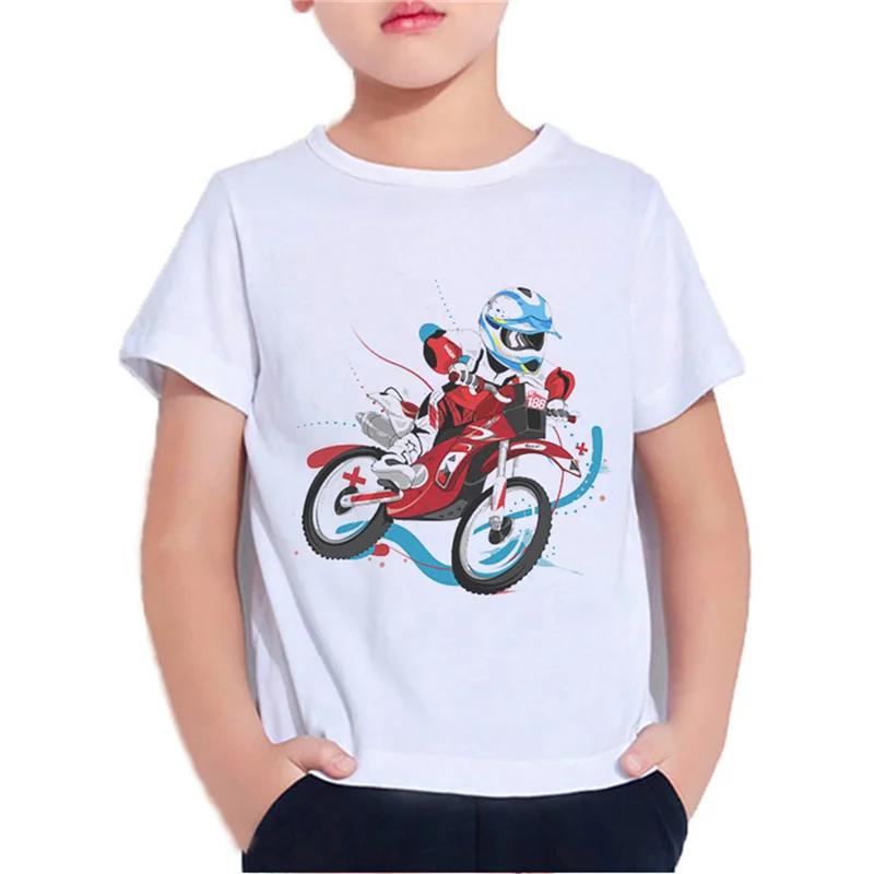 Motorcycle Harajuku 2D Boys Girls Teens Children's Clothes T Shirt Unisex Tees Short Sleeve Pullover Kids  Casual Wear Top