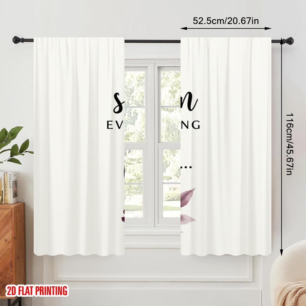 2pcs 2D Flat Printing Window Curtains Season Everything With Love 100% Polyester Without Electricity Festive Holiday Perfect for