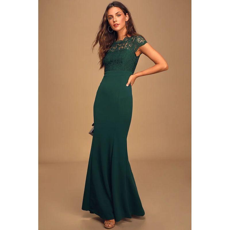 

Экспортное Одиночное Кружево Сверхвысокой Текстуры, Вязаное Крючком Лоскутное Платье-Футляр с Воротником-Стойкой, Подчеркивающее Фигуру, с Юбкой Годе, Доступная Роскошь Green XS