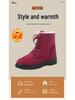 Korean Style High-top Snow Boots for Men and Women, Plus Size, with Velvet Lining and Front Lace-up.