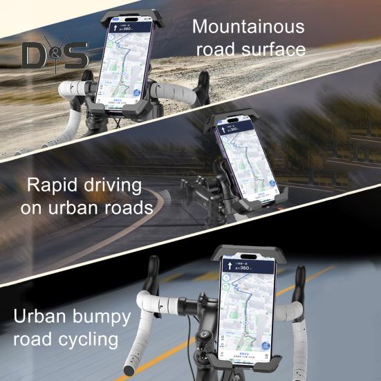 Universal Bike Phone Mount Shockproof Vibration Dampener for Mountain EBike Scooter Tool-Free Quick Release Holder with Air Cushion Tech Fits 4.7-7