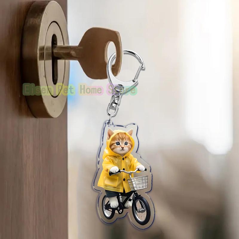 Funny Cat Key Chain Keychains Ring for Accessories Bag Pendant Keyring Jewelry Cute Animal Pet Llaveros Friends Gifts Cool Cats