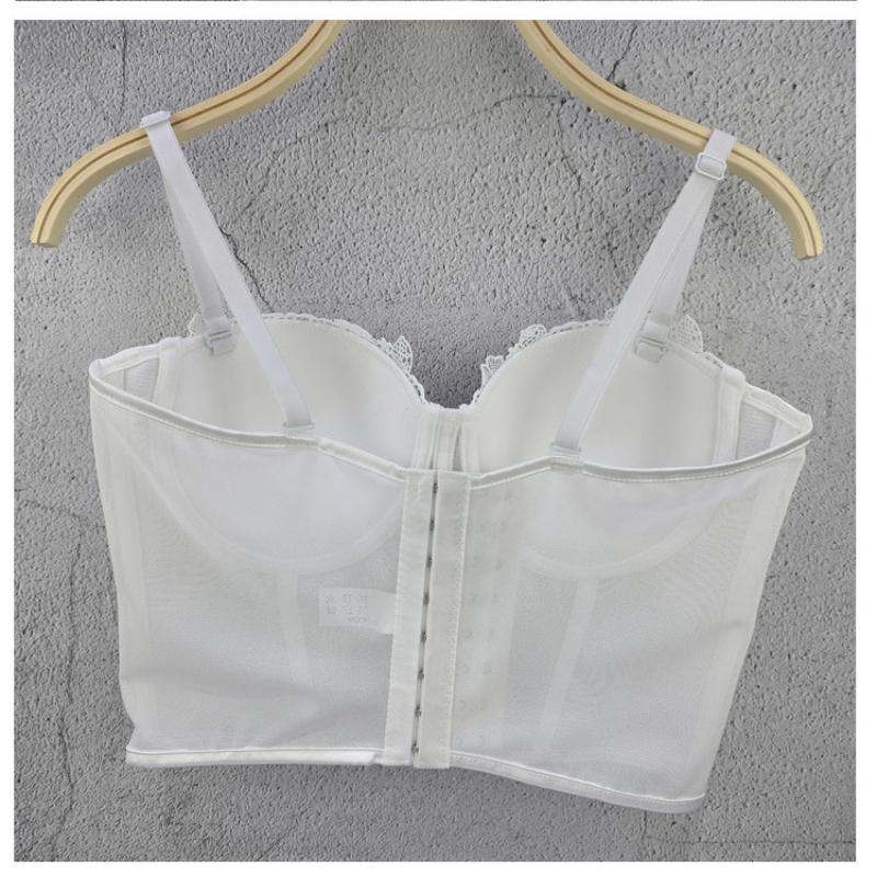 Versatile Fitted French-style Bra Tank Top Slimming Bra with A Waist-cinching Design Ultra-thin Contrasting Lace Sensual Style Corset Tank Tops