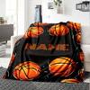 Basketball Themed Design With Multiple Orange Basketballs And A Placeholder In The Center Cozy Customizable Blanket Customize Text Durable Comfort