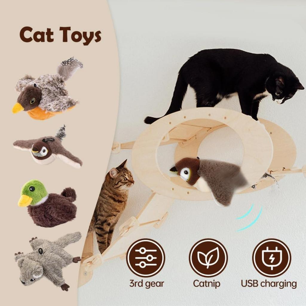 Cat Interactive Toy Bird, Chirping Bird Cat Toy, Automatic Jumping Bird Shaped Cat Toy, Electric Plush Bird Cat Toy, Singing