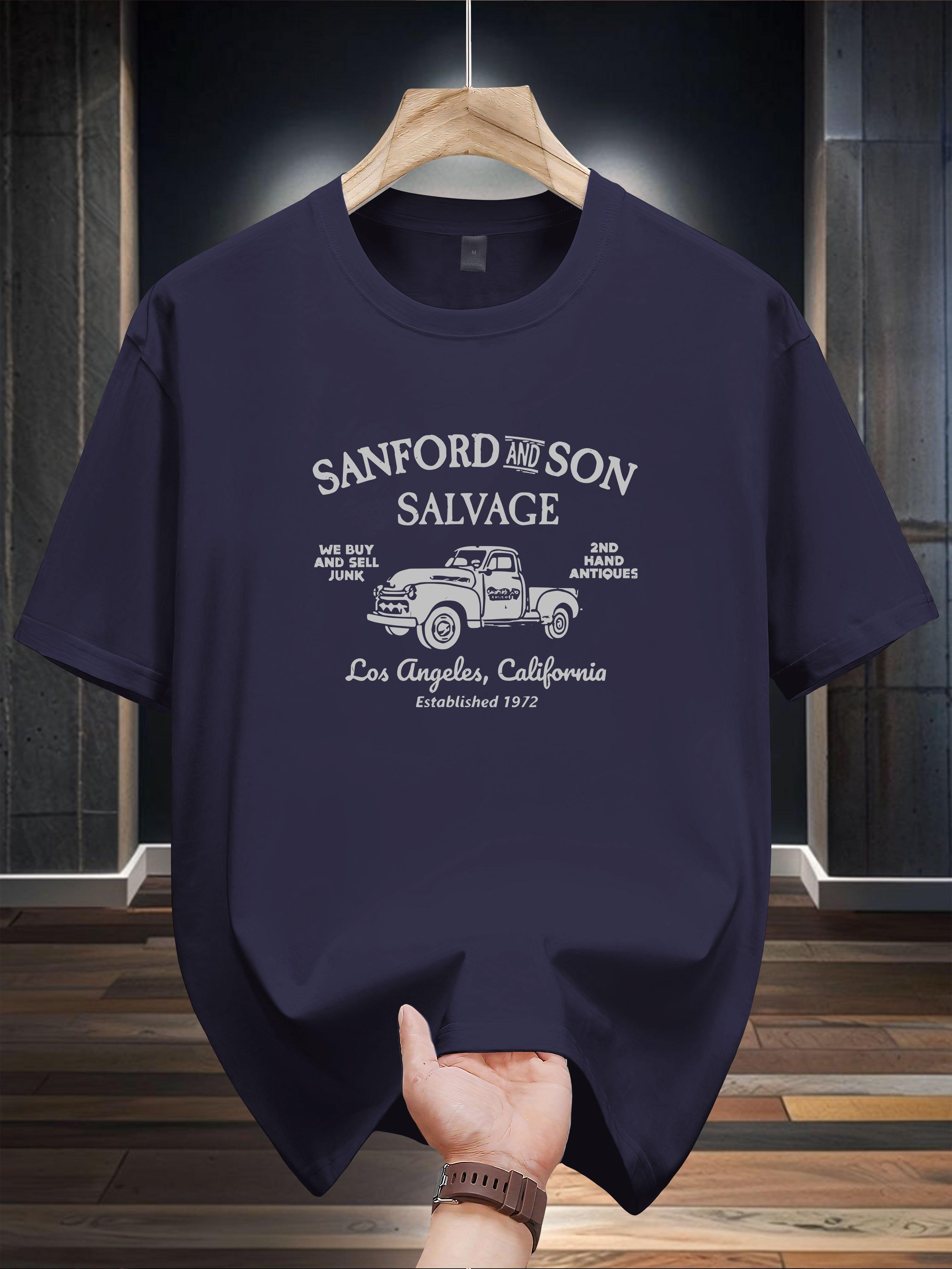 

Niuwang Selection 200g 100% Cotton Short Sleeve T-shirt - Vintage Sanford Son Salvage Truck Graphic Print XXL
