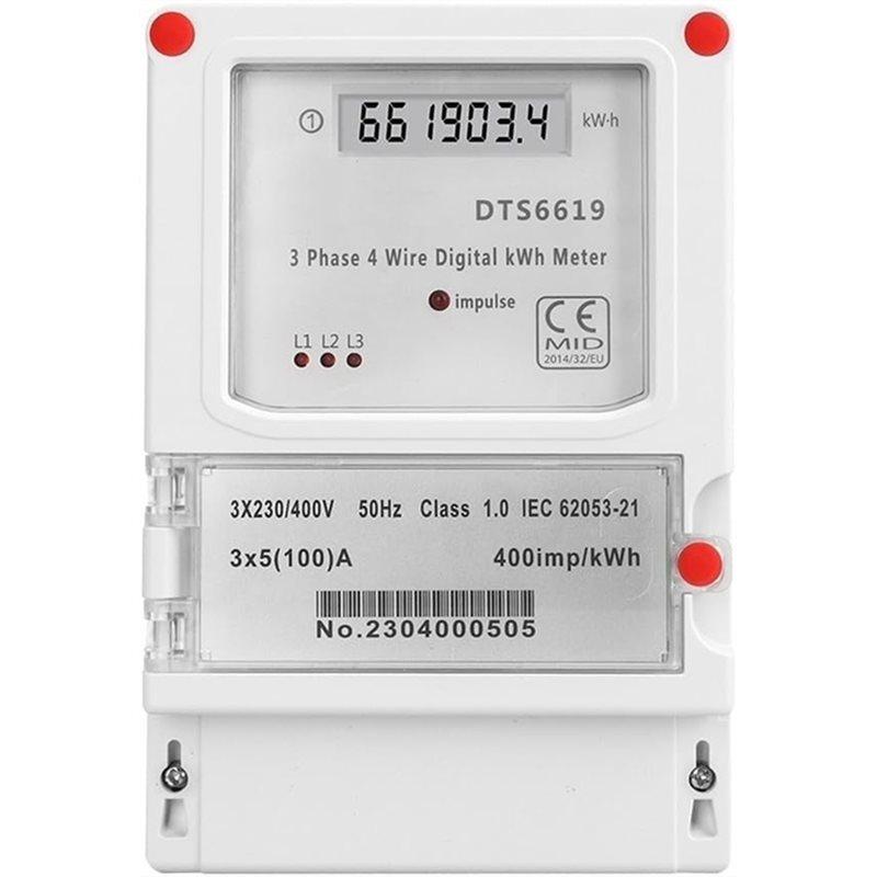 Electricity Measurement 380V 3-Phase 5-100A 4-Wire LCD Digital Energy Meter Kwh Power Consumption 35Mm DIN Rail Mounting