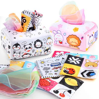 0-3 Year Old Baby Educational Tissue Box, Pink Theme Ringing Paper Cloth Book Simulation Animal Can'T Tear The Paper