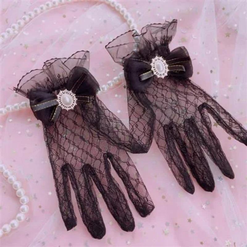 Handmade Lolita Wedding Gloves Tea Party Lolita Gorgeous Elegant Summer Lace Sleeve Ornament