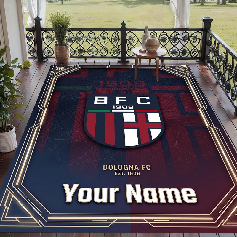 Custom Text Printed Rug Bologna FC Non Slip Floor Carpet For Home Room Decor