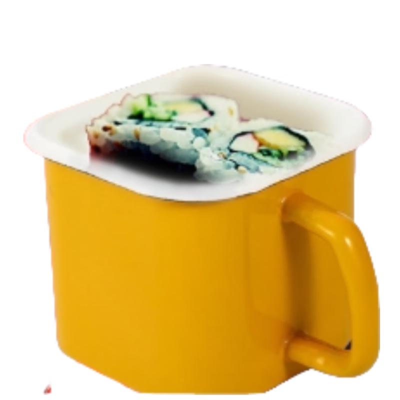 Квадратная эмалированная кружка в японском стиле с крышкой