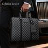 Men's Korean-Style Plaid Business Handbag: Trendy Large-Capacity Shoulder Bag & Briefcase