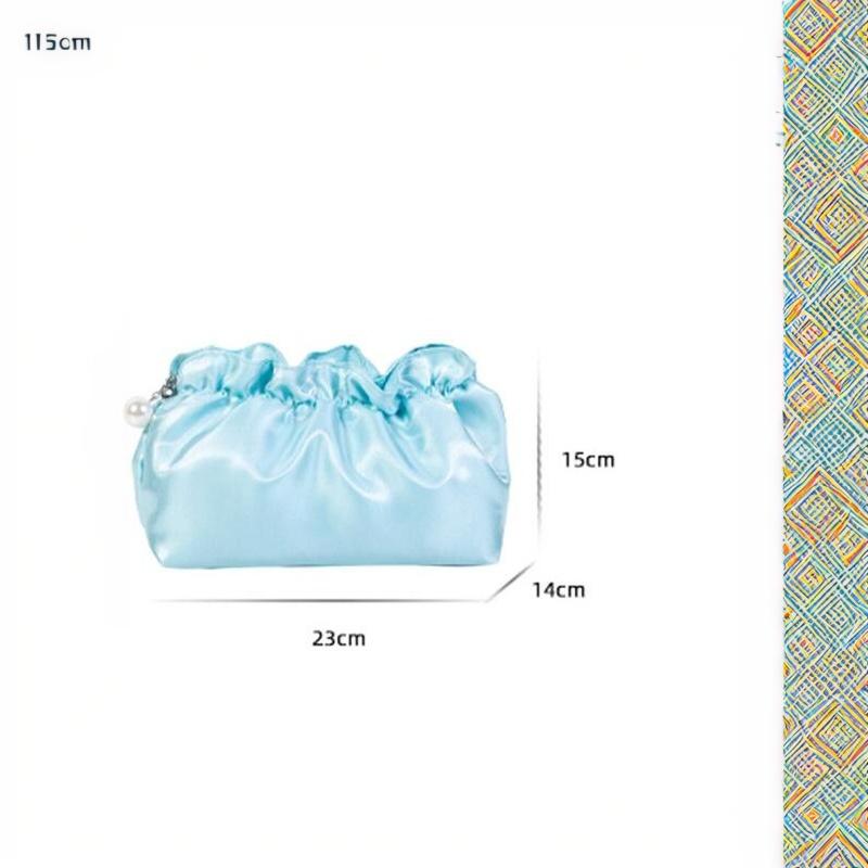 Portable Polyester Makeup Bag Cloud Shape Drawstring Closure Cosmetic Pouch Shiny Surface Large Capacity Travel Organizer Daily