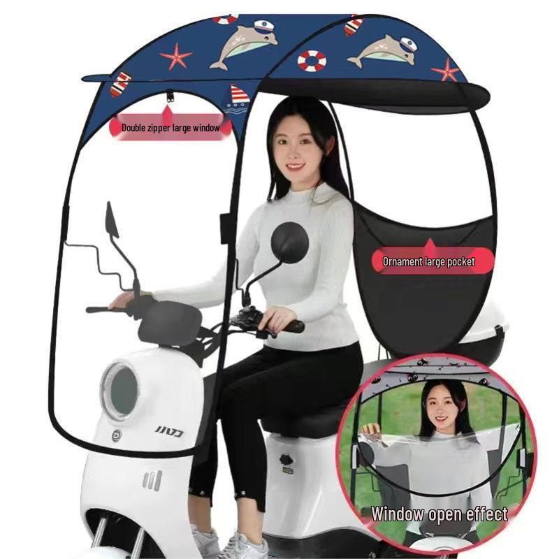 Detachable Electric Vehicle Sunshade Canopy - Thickened Windshield Awning for Battery Cars