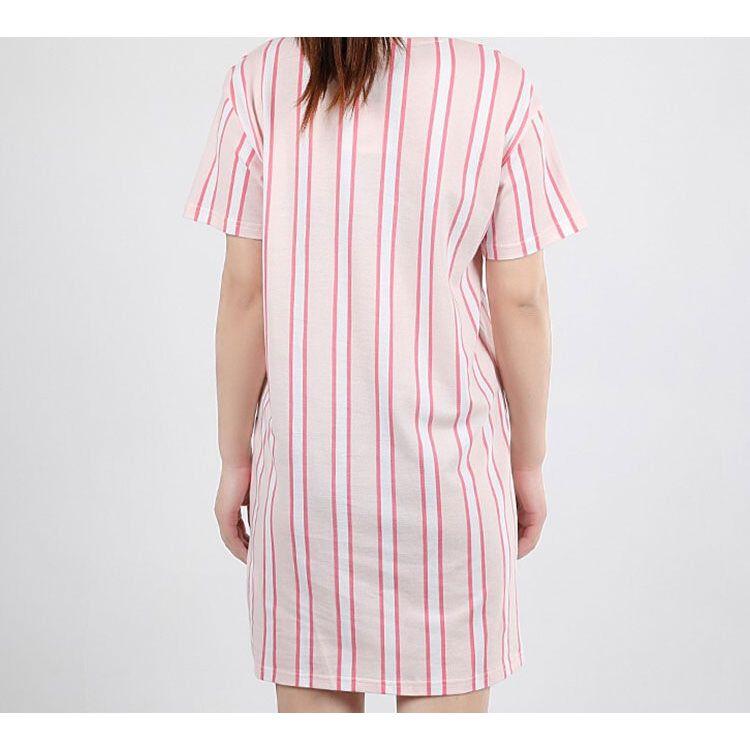 Puma Logo Patchwork Striped Casual Sports Comfortable Breathable Pullover Round Neck Short Sleeve Dress Women dress Pink 596007-17