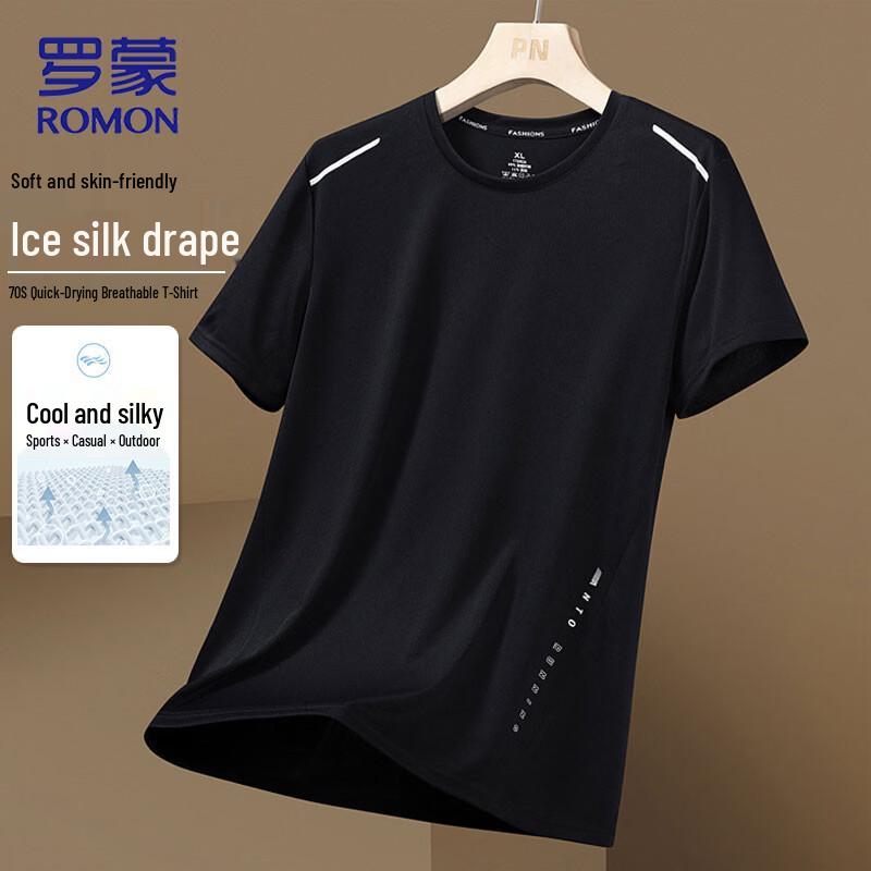 Romon Men s Ice-Feel Mesh Short-Sleeve T-Shirt 5XL