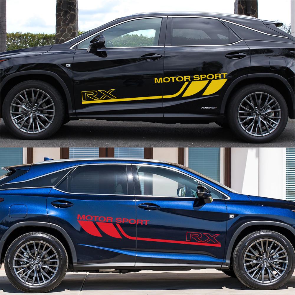 2PCS Car Door Side Stripe Stickers For Lexus RX 350 250 300 Motor Graphics Sport Body Decoration Auto Accessories Vinyl