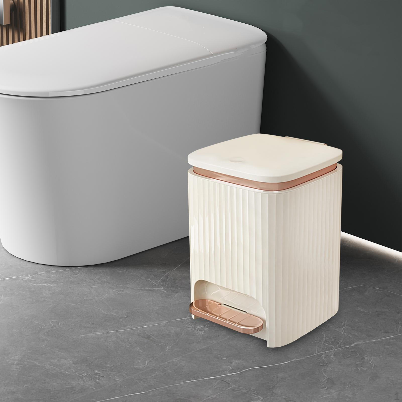 

Мусорное ведро для ванной комнаты, мусорное ведро с ножной педалью и пресс-крышкой, кухонная мусорная корзина Milky White 9L