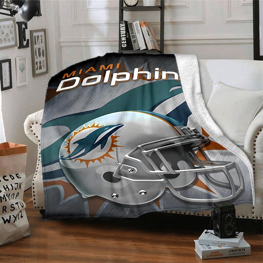 1pc Blanket - Miami Dolphins Logo Print Design,Lightweight Blanket for Sofa,Bed- Soft &Warm,Gift for All Seasons