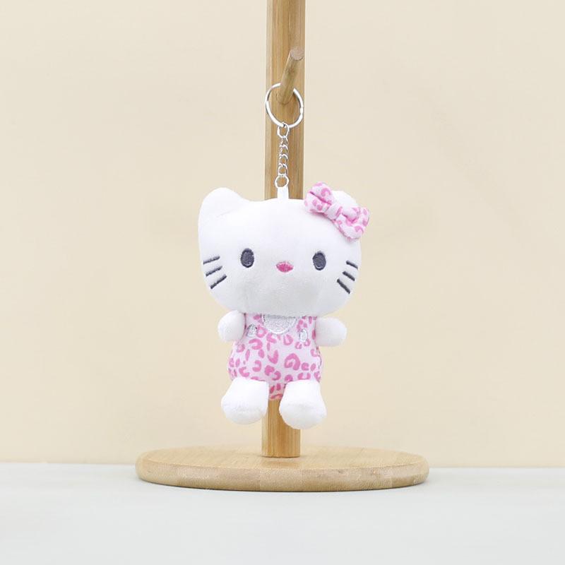 Plush Cute Leopard Print Cat Keychain Soft Toy Doll Bag Charm For Kids