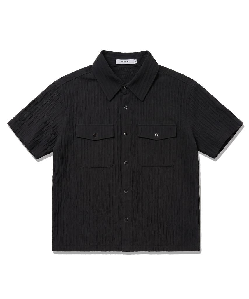 UNDEROFF [Set] Roll-Up Sleeve Crop Short Sleeve & Wrinkle Crop Pocket Short Sleeve Shirt