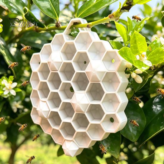 Realistic Wasp Nest Prop 3D Printed Red Hornet Decoy Nest, Weatherproof Physical Deterrent, for Porch Chemical-Free Hanging Fake Outdoor Eaves