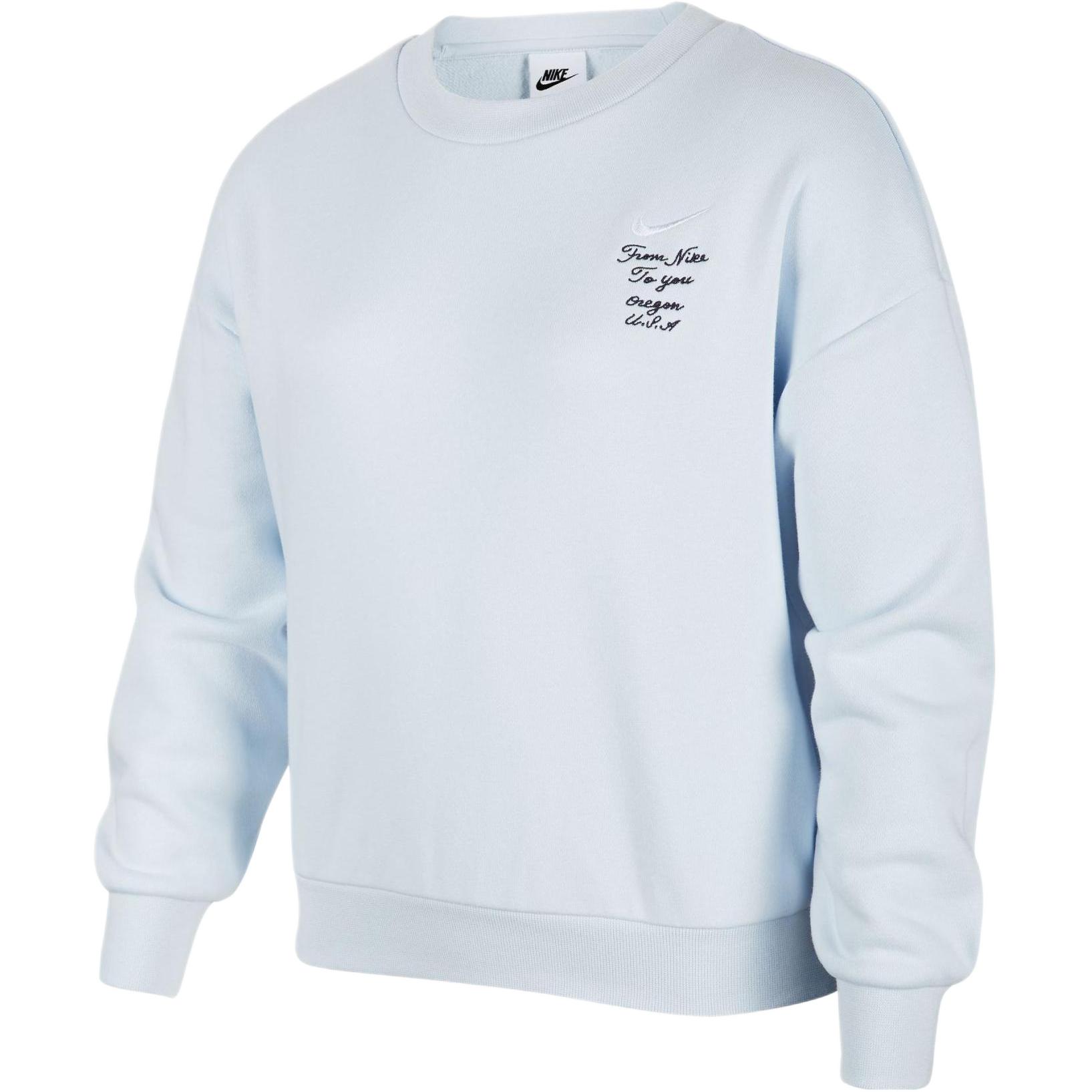 

Nike Sweatshirt Embroidered Logo Round Neck Loose Casual Fleece Long Sleeve Kids tops Purple Blue FV8449-423 XS