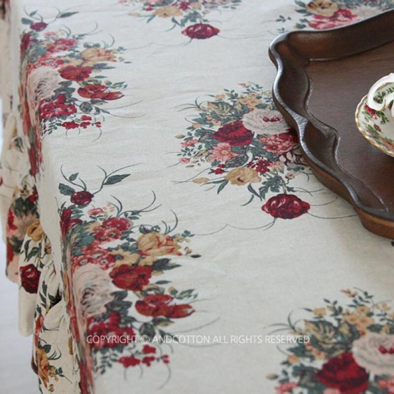 Rose Linen Frill Tablecloth 130x210 (2 colors) beige