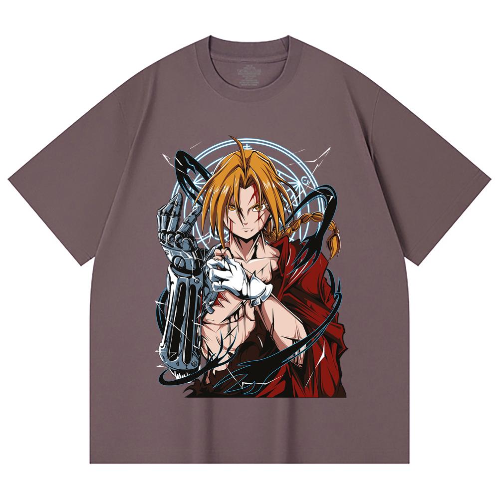230 Gsm 100% Cotton Fullmetal Alchemist V6 Edward Print Unisex Heavy Cotton T Shirt