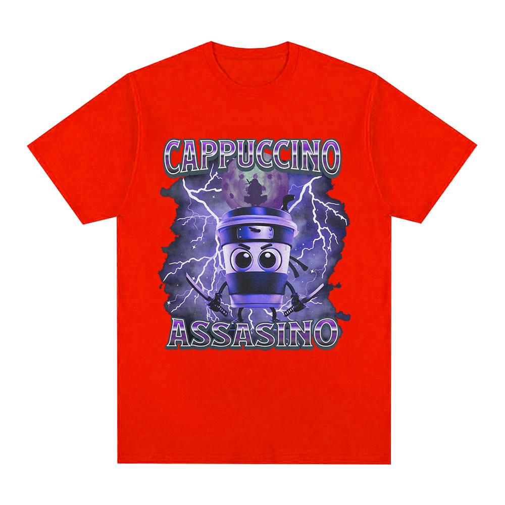 Cappuccino Assasino Italienischer Hirnzerfall Lustiges Meme T-Shirt Herren Damen Mode Vintage T-Shirts Männlich Lässig Humor Übergroßes T-Shirt