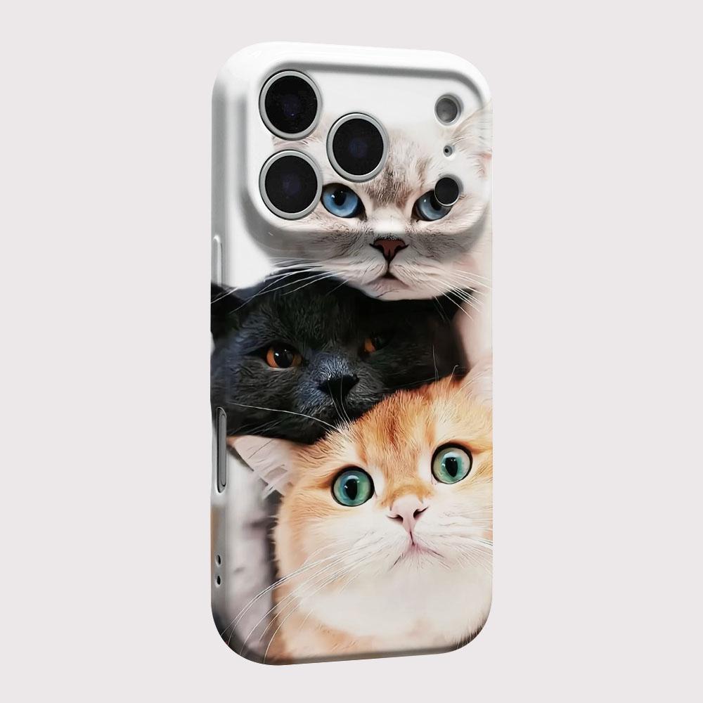 Lovely Cute Cat Glossy Film Hard PC Phone Case for Google Pixel 7 7a 8 8a 9 9a Pro XL 5G