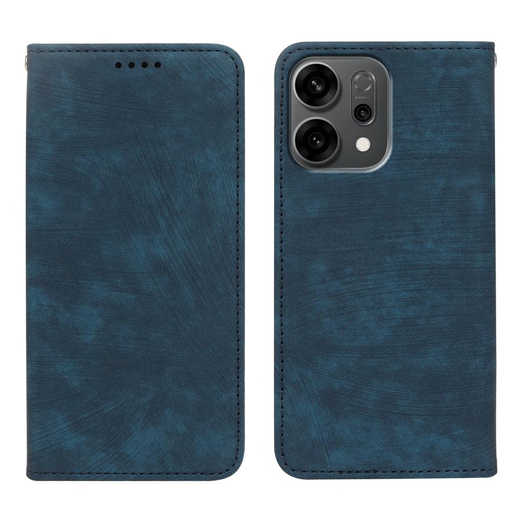 For Oppo Reno14 5G (Global) Case Strong Magnetic Leather Wallet Phone Cover with Striped Texture