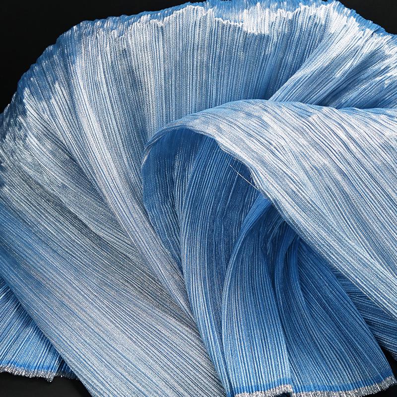 Metallic Pearl Pleated Yarn Fabric for Sculptable Wedding and Stage Floral Design