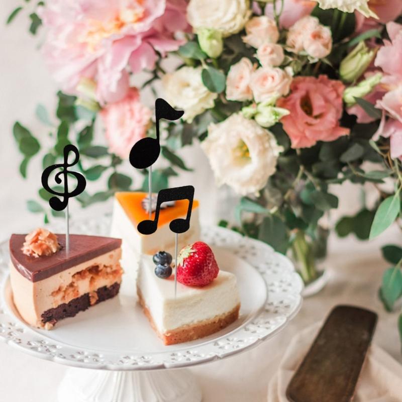Single Unit Musical Note Cake Insert Decorations Recyclable Music Symbol Shape Cupcake Accessory Party Supplies