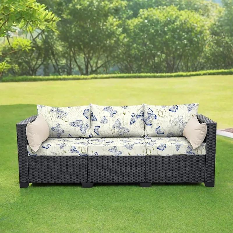 Patio Waterproof Printing Sofa Seat Furniture Protector Slipcover Stretch Sofa Cushion Cover with Elastic Bottom for Living Room