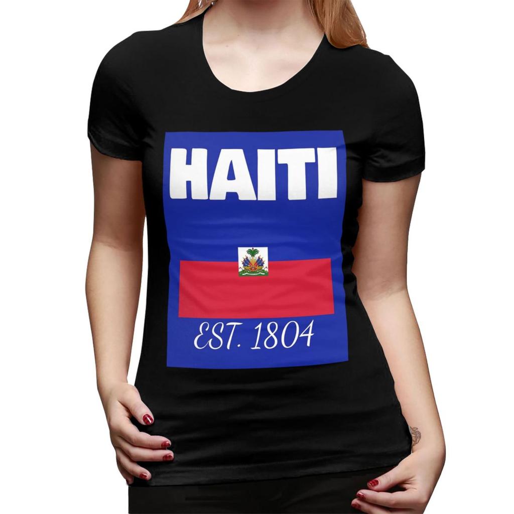 Haiti EST 1804 Independence Haitian Flag TShirt for Women ONeck Streetwear T Shirts Womens Short Sleeve Summer Clothes Tops