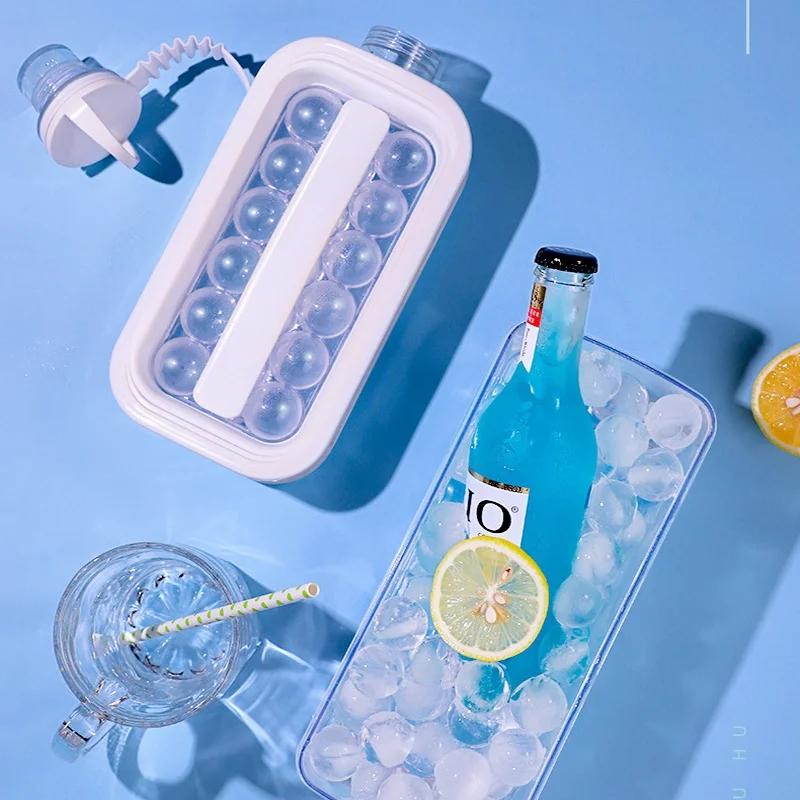 Ice Ball Kettle Ice Maker Mould with Lid Cube Mold Cubic Makers Container Trays for Whiskey Cocktail Home Bar Kitchen Silicone