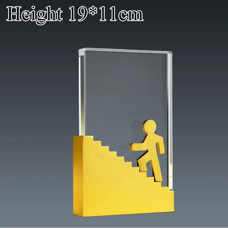 Customized Crystal Trophy High-End Metal Gold, Silver, Copper, Award Honor Gift Excellent Employe Souvenir, Home Decoration, 1Pc