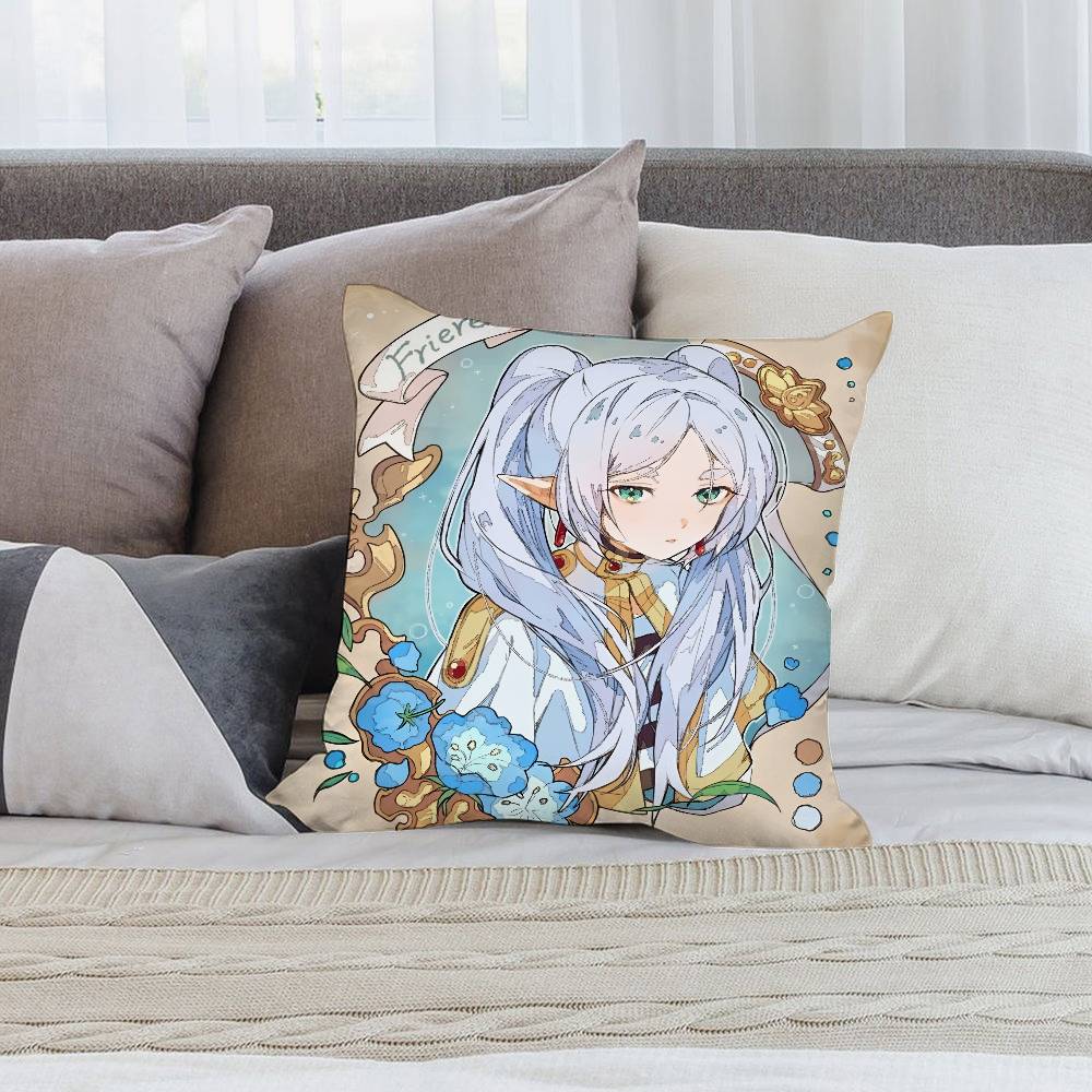 Anime F-Frieren Cute Girl Pillow Case Short Plush Double-sided Print Square Throw Pillow Covers Sofa Home Cushion Decor