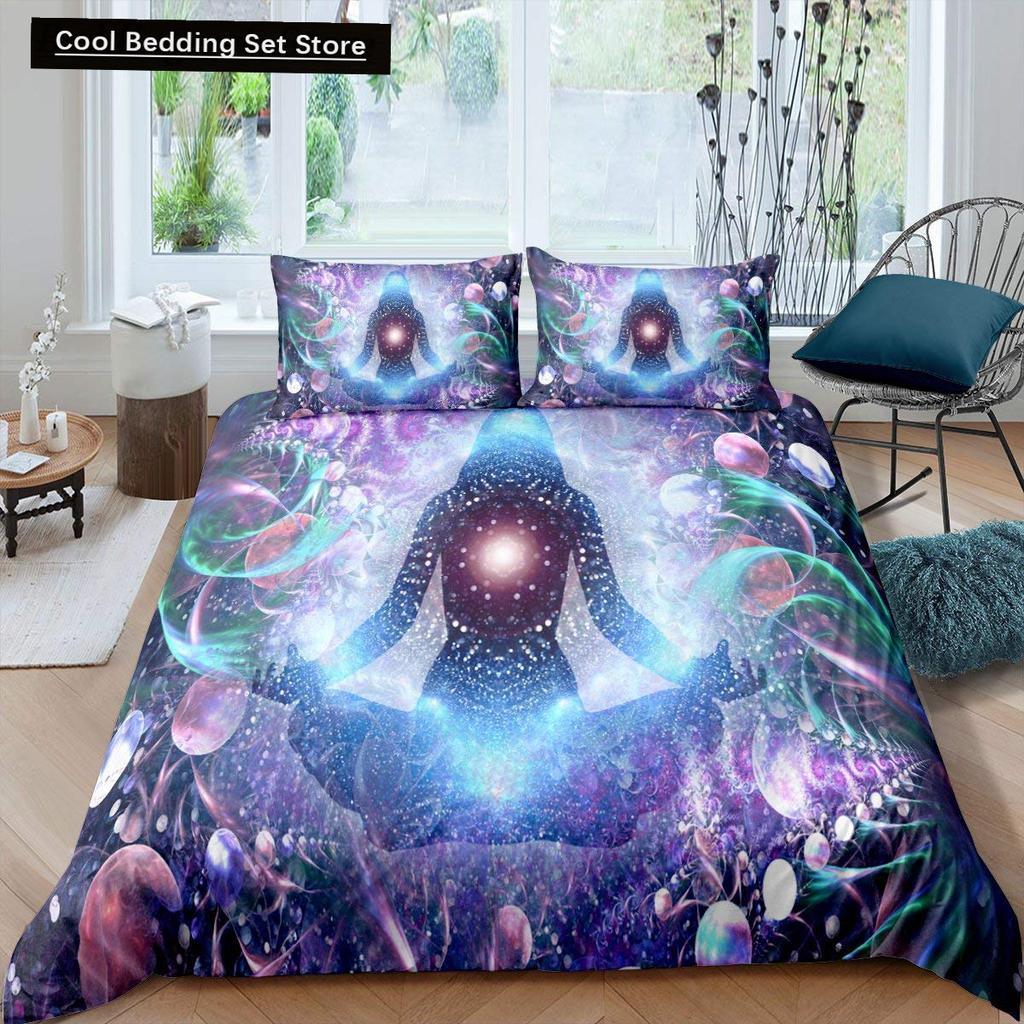 Bohemian King Queen Duvet Cover Yoga Comforter Cover Chakra Meditation Hamsa Eye Bedding Set Exotic Boho Polyester Quilt Cover