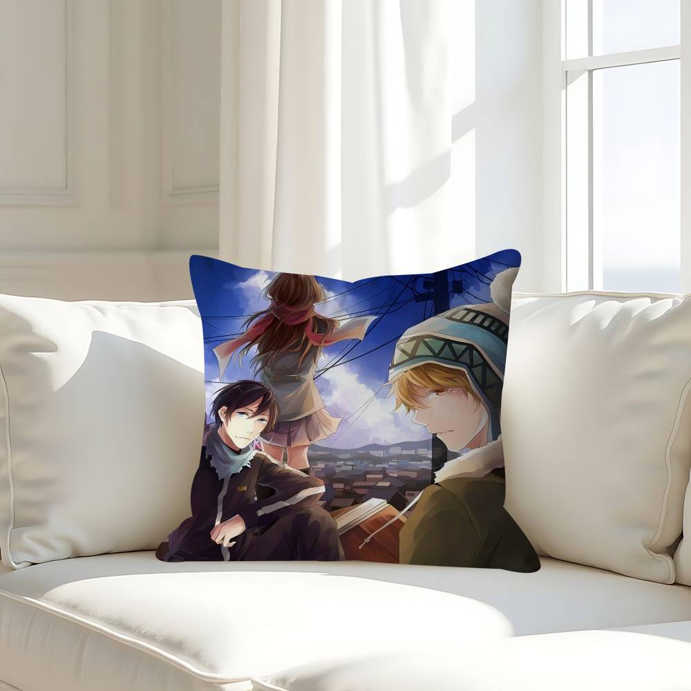 

N-Noragami Anime Pillow Covers Cartoon Sofa Decorative Home Double-sided Printing Short Plush Cute Cushion Cover 16x16Inch