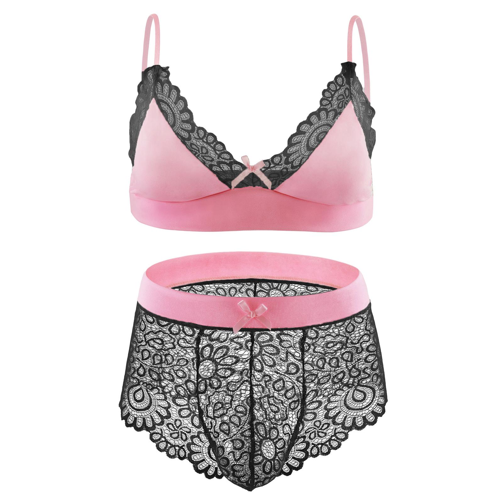 

Чоловічий комплект нижньої білизни Sissy, мереживний бюстгальтер і трусики для трансвеститу