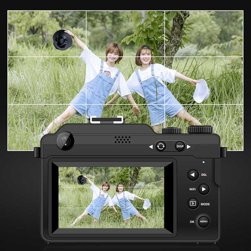 5K Digital Camera Front Rear Dual Lens 64 Megapixels 18X Autofocus Vlog Camera for Travel Party Growth Records